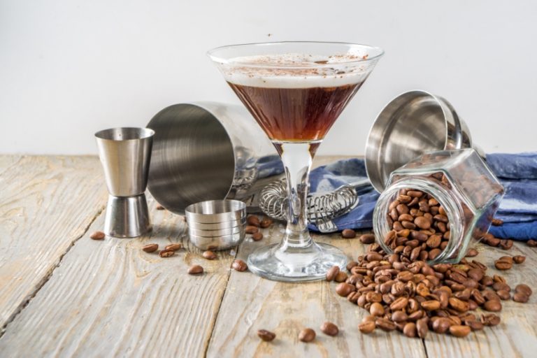 Espresso Martini cocktail making ingredients