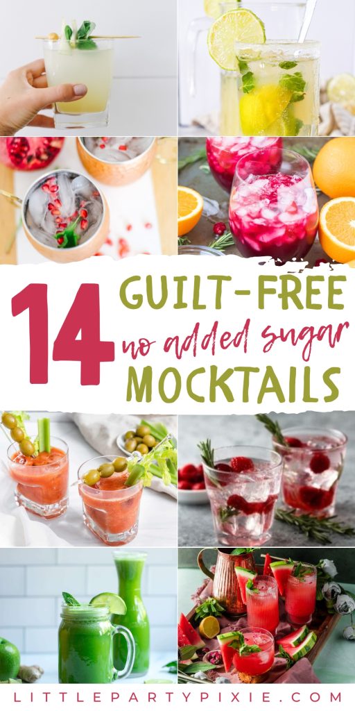 collage of images sumemry mocktail drinks without added sugar