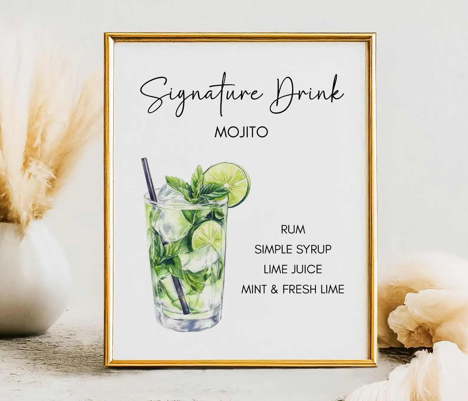 signature drink mojtio poster pritnable etsy