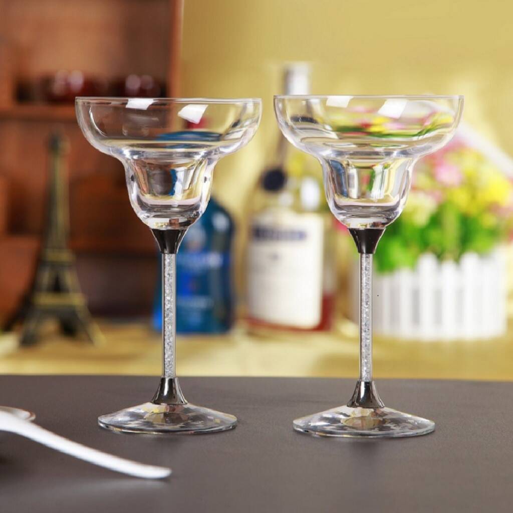 a paid of fancy margarite glasses with 25 ct gold leaf stems found on Not on the High Street