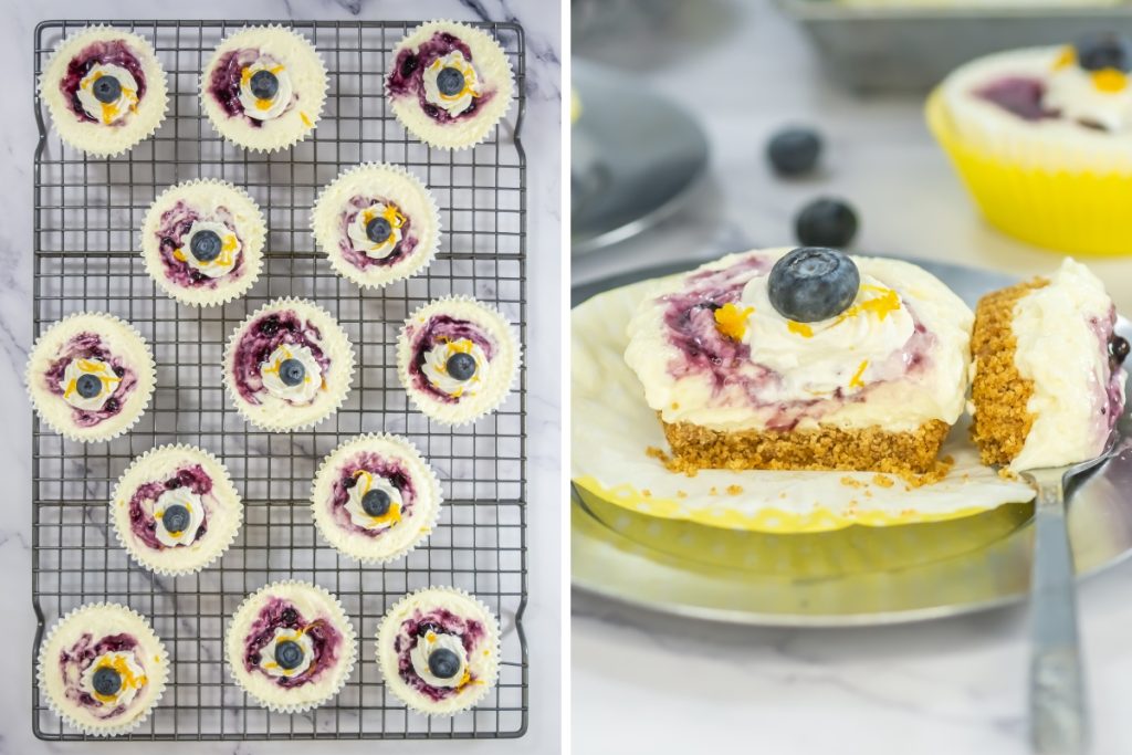 final steps for preparing and presenting your lemon bluberry cheesecakes