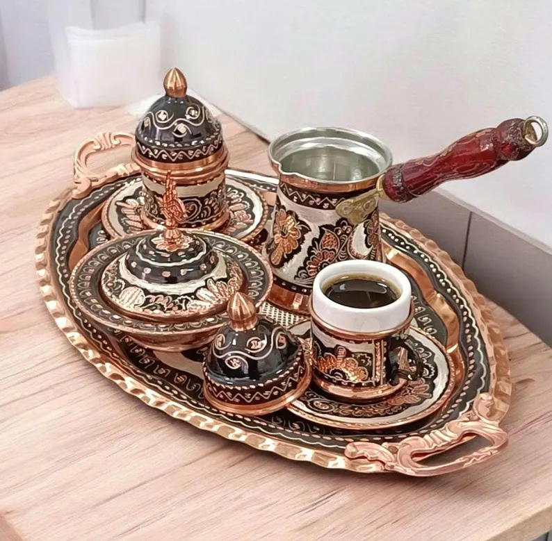 turkish coffee gift set copper etsy