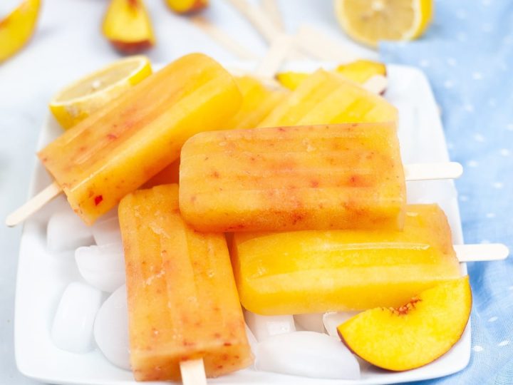 Peach Lemonade Popsicles with Honey