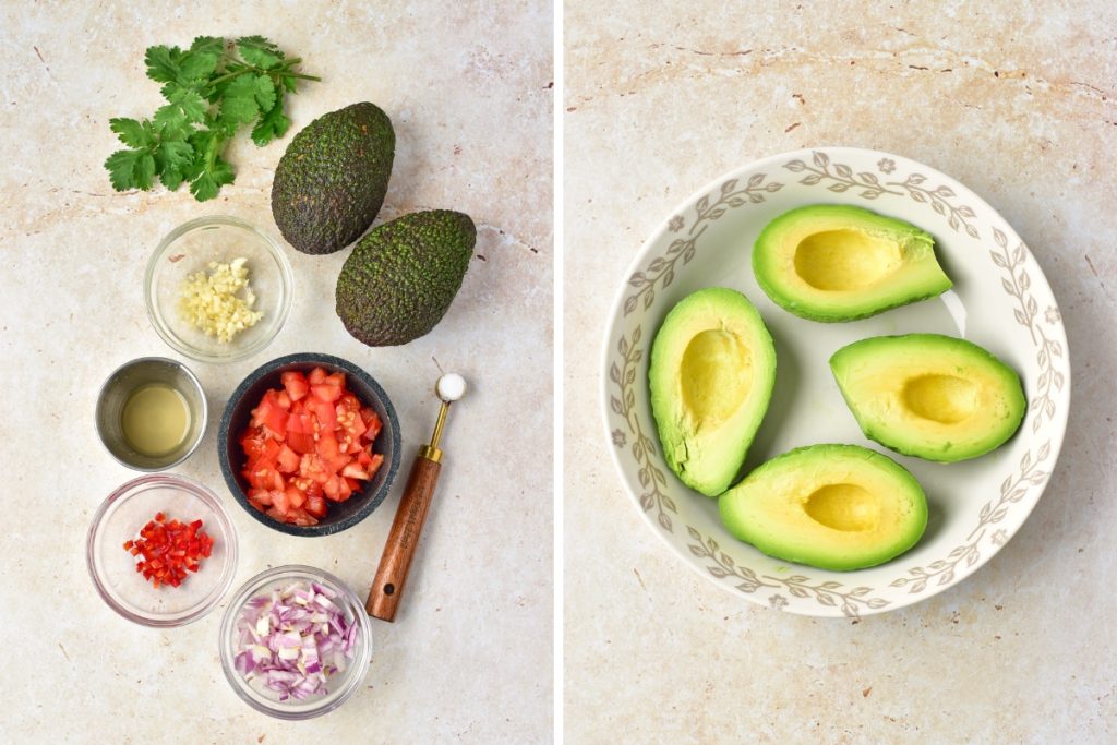ingredients to make gucamole and chopped avocado