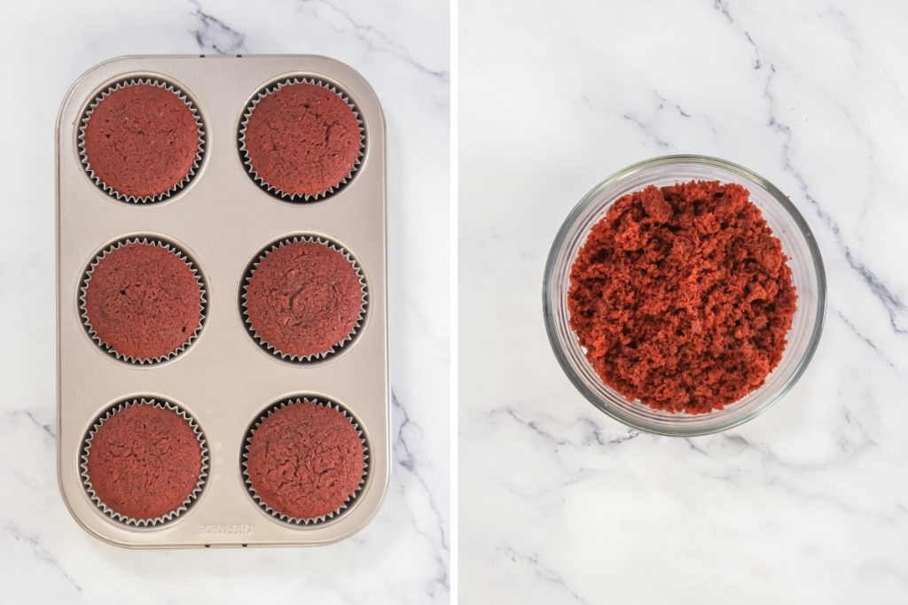 Process images for making red velvet cupcakes