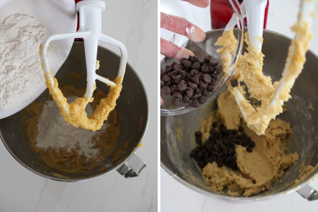 Process steps for mixing ingredients to make your s'more cookies