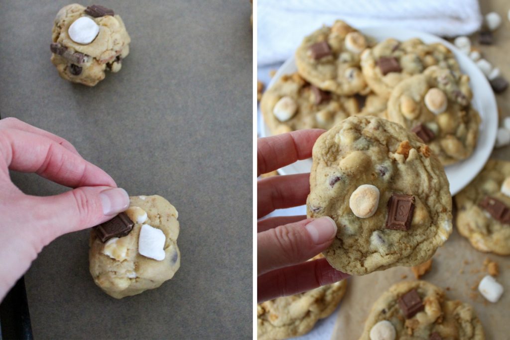 Process steps for mixing ingredients to make your s'more cookies