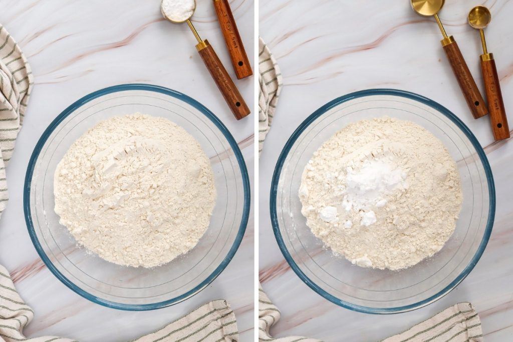 Process image for making snickerdoodle bars - In a separate bowl, whisk the flour, cream of tartar and baking soda until well combined