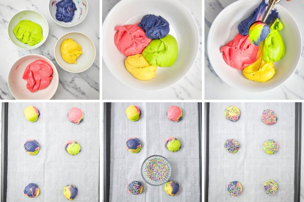 process steps for making unicorn cookies