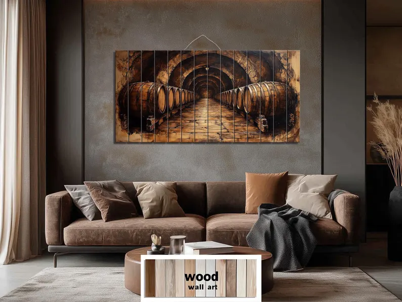 distressed wood panel wall art whiskey bottles