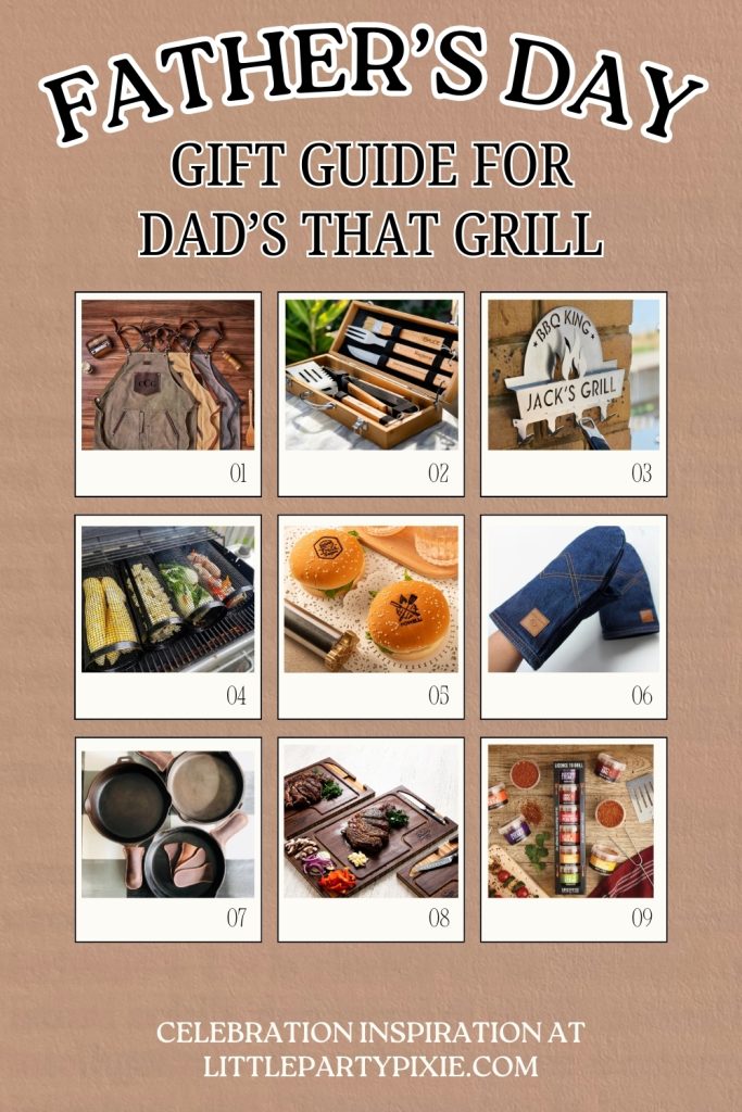 a collage of images showing grill related gift ideas