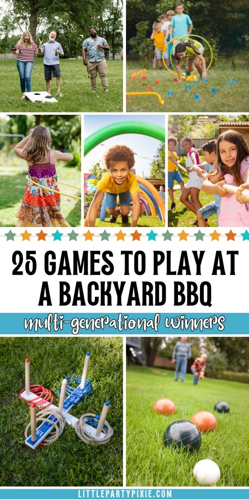 






colalge of images kids and adults playing lawn games in a backyard