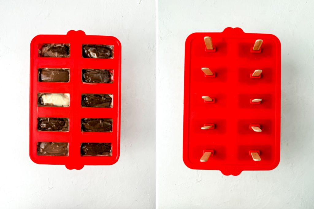 Process image for making Baileys Pudding Popsicles