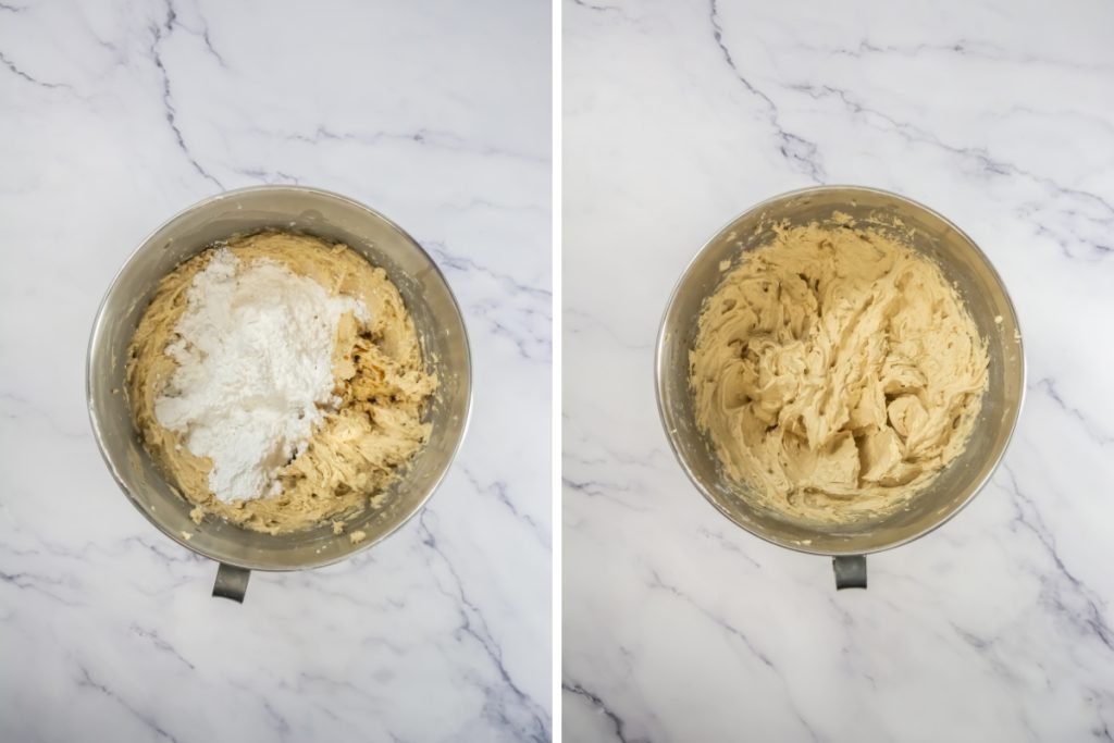 Process image for making espresso cupcakes - combining ingredients for the frosting