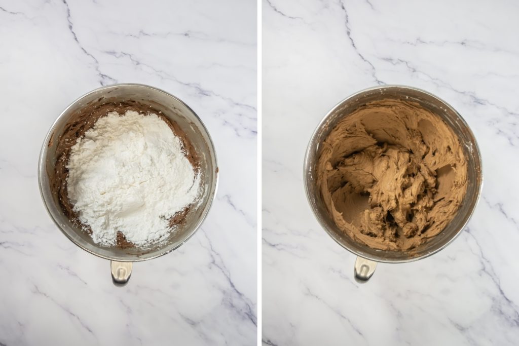 Process image for making mocha cupcakes - making frosting