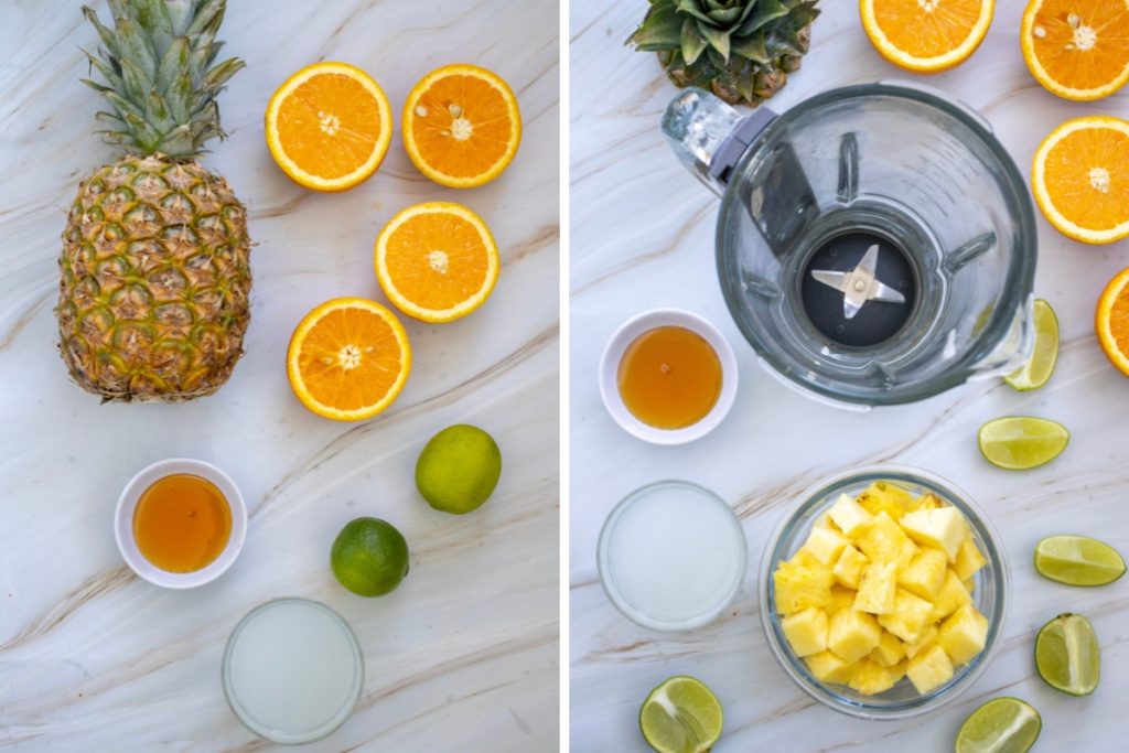 Ingredients and process image for making Pineapple Margarita Mocktail