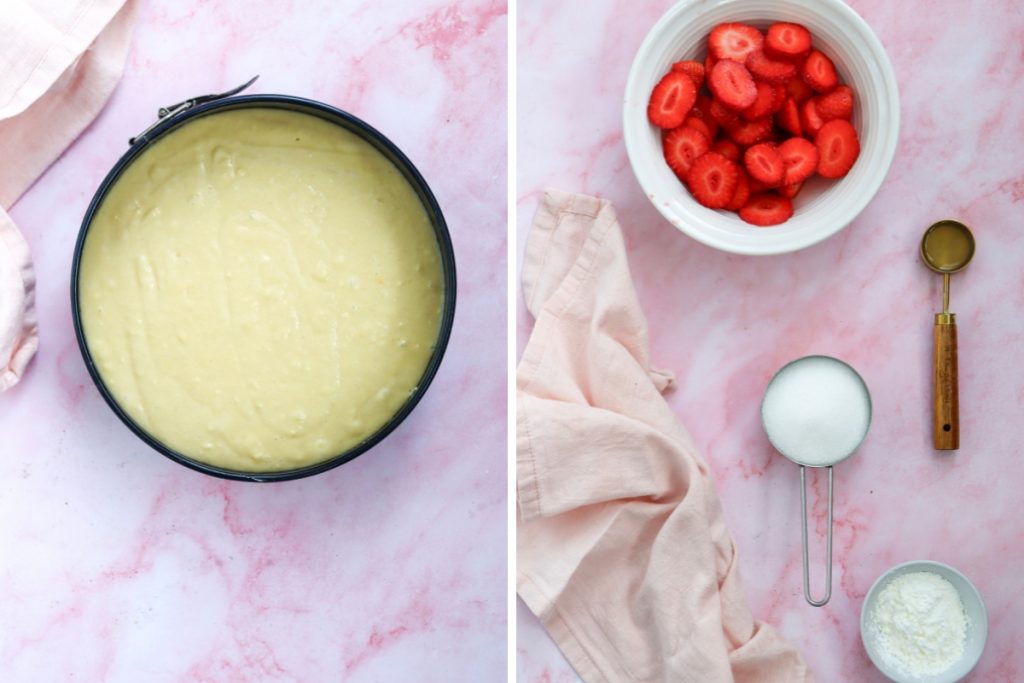 Process image for making Vanilla Strawberry Cake - finished cake batter