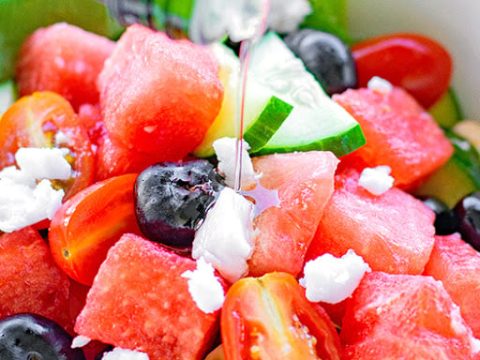 Cucumber Watermelon Salad with Feta Crumbles