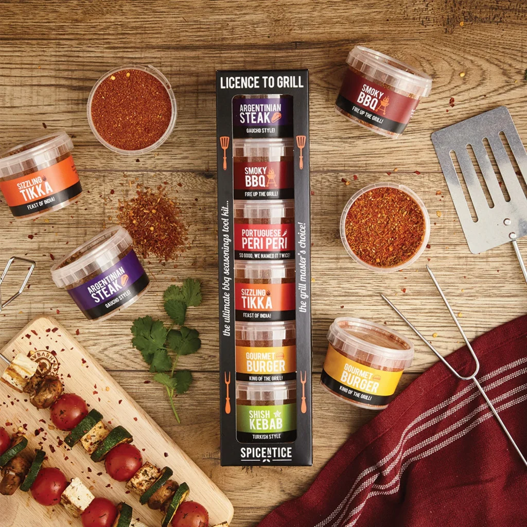flatlay of a set of spice grills decoratively arranged on a table sold on Etsy