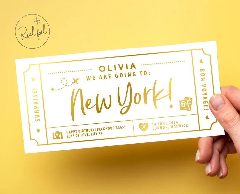 gold foil holiday announcement etsy