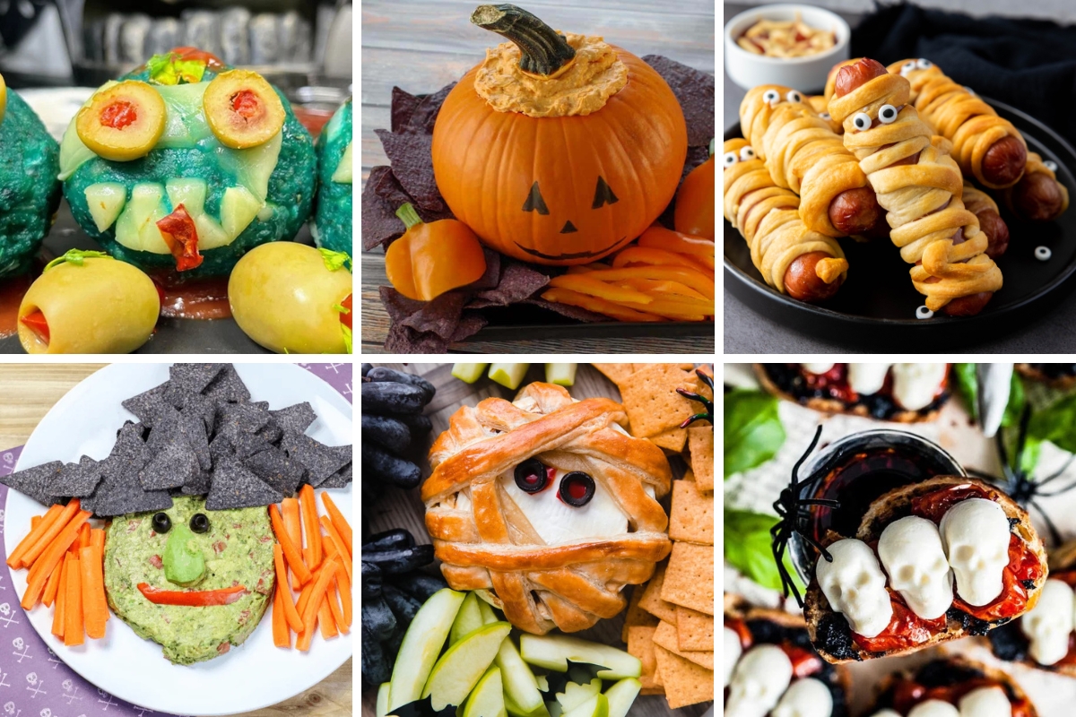 collage of images halloween appetizers