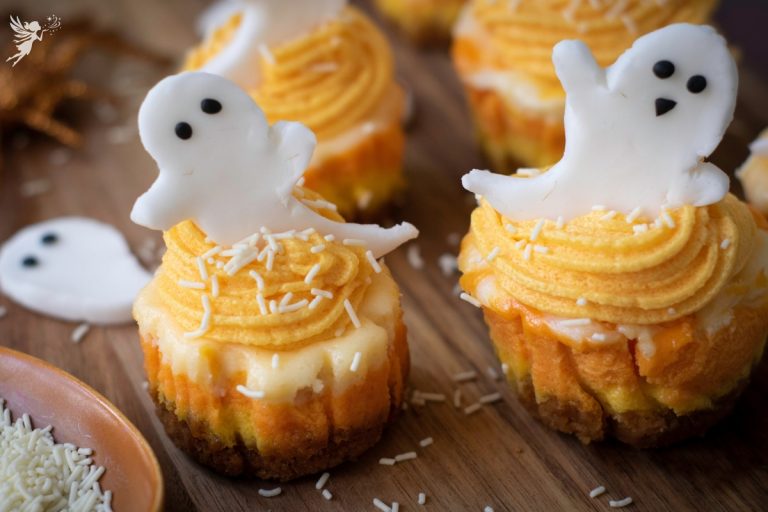 Halloween Candy Corn Mini Cheesecakes