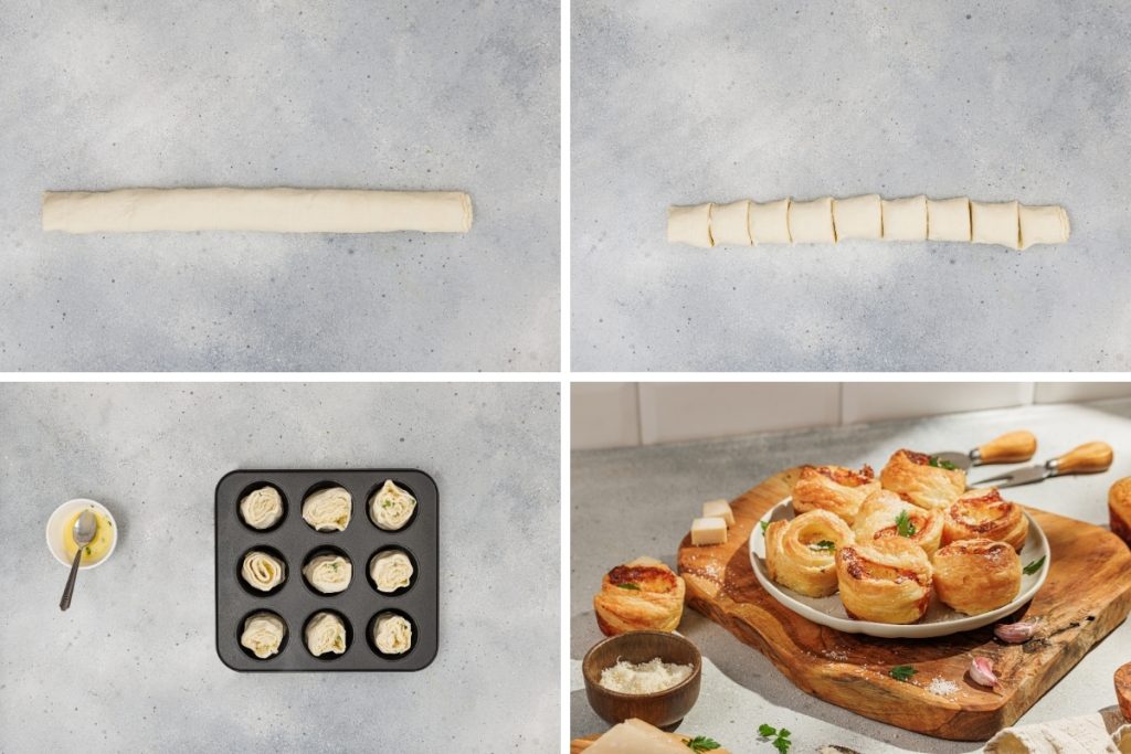 Process image for making Cheesy Garlic Cruffins