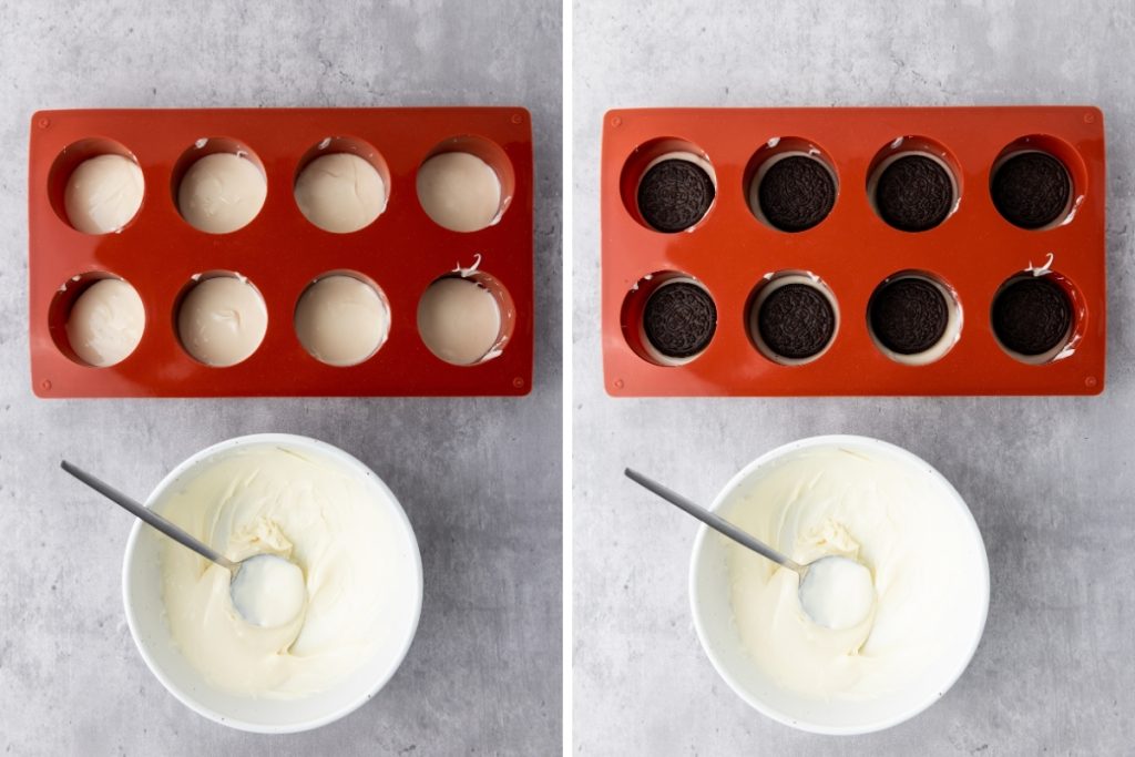 Process image for making Chocolate Covered Oreos