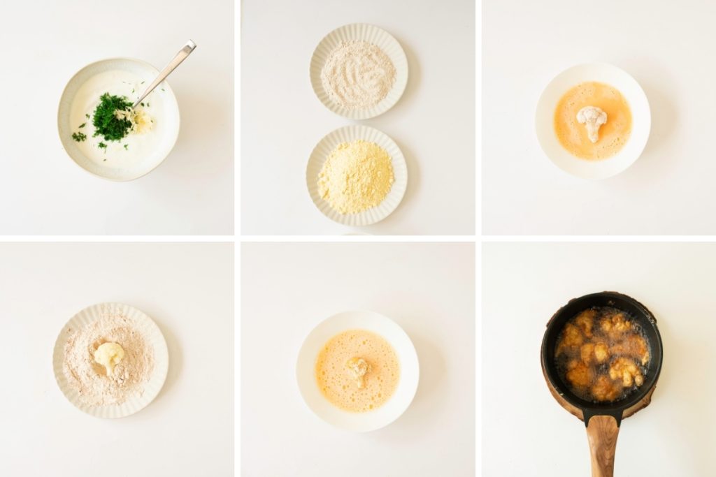 Process image for making Crispy Cauliflower Bites