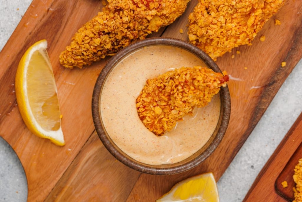 Process image for making Dorito Crumbed Chicken Tenders