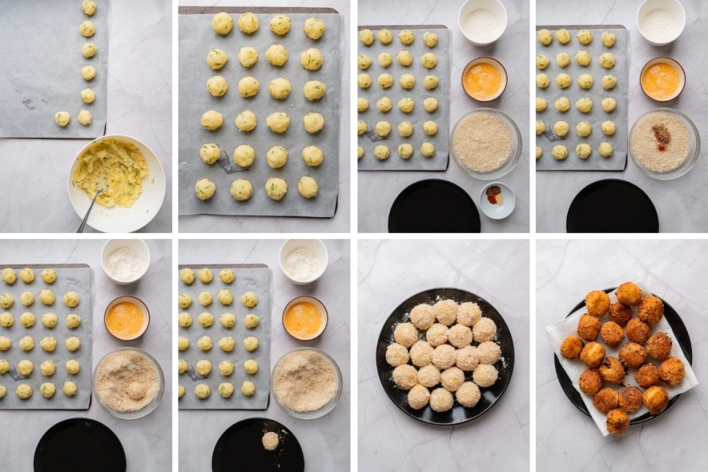 Process image for making Golden Parmesan & Herb Potato Bites