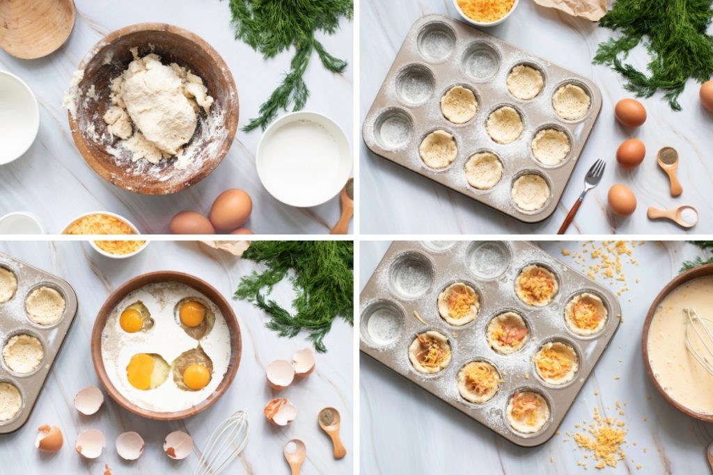 Process image for making Mini Salmon Quiches