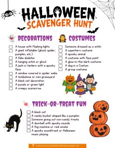 Kids Halloween Scabenger Hunt Clue Sheet