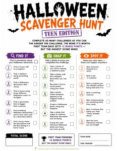 Scavenger Hunt Game for teenagers