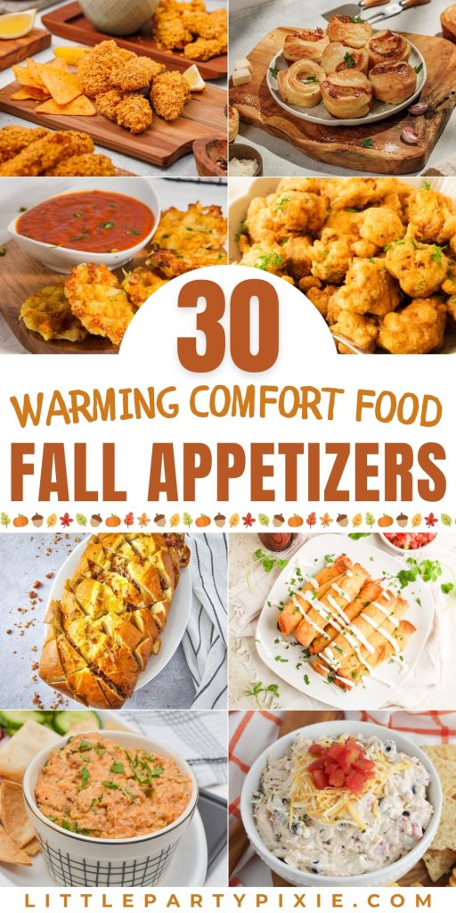 Delicious fall appetizers including pinwheels, savory dips, and pull-apart bread, perfect for entertaining and seasonal gatherings.