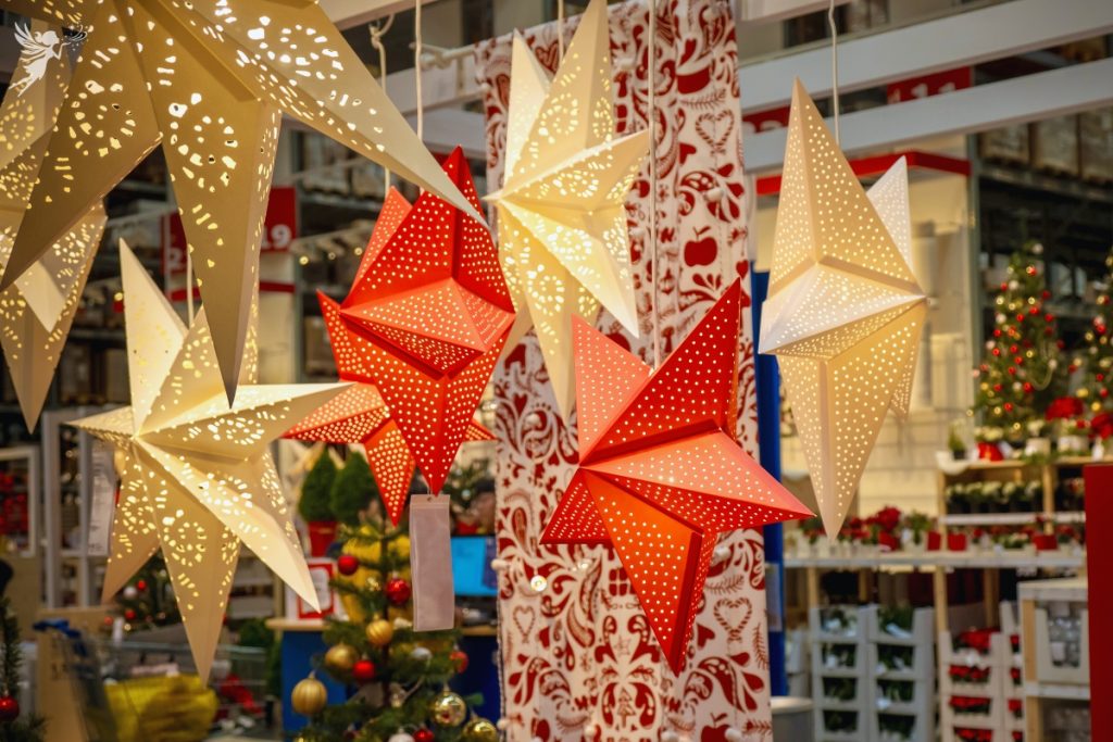 christmsas decorations in a shop