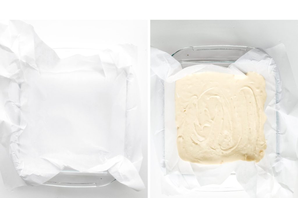 Process image for making Eggnog Fudge - pour mixture into baking pan