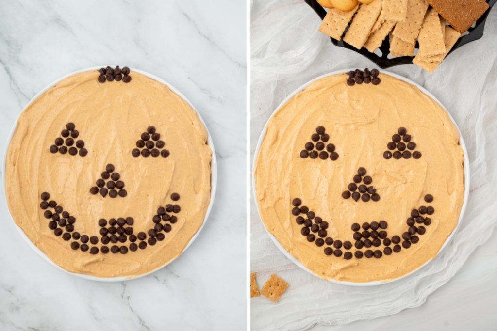 Process image for making Pumpkin dip - ready for serving with biscuits or wafers