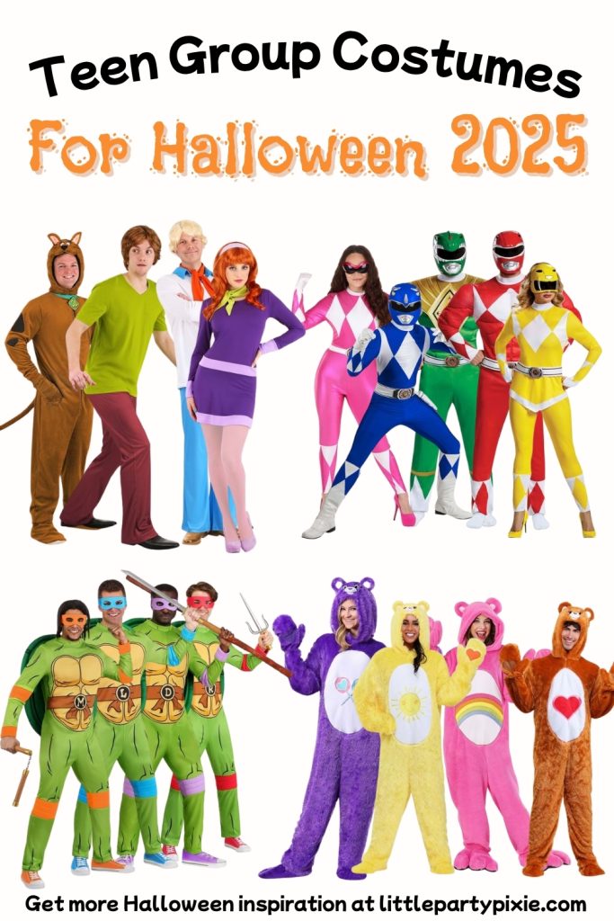 collage of images colorful halloween costumes