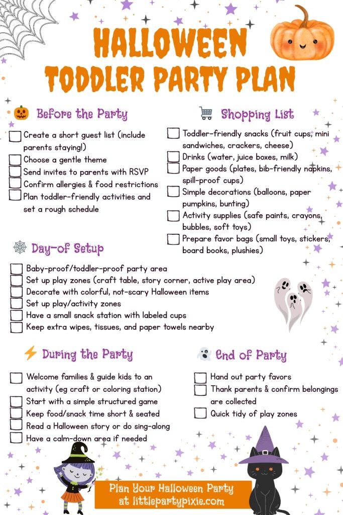 toddler halloween party checklist of things to consider planning your party printable links to PDF