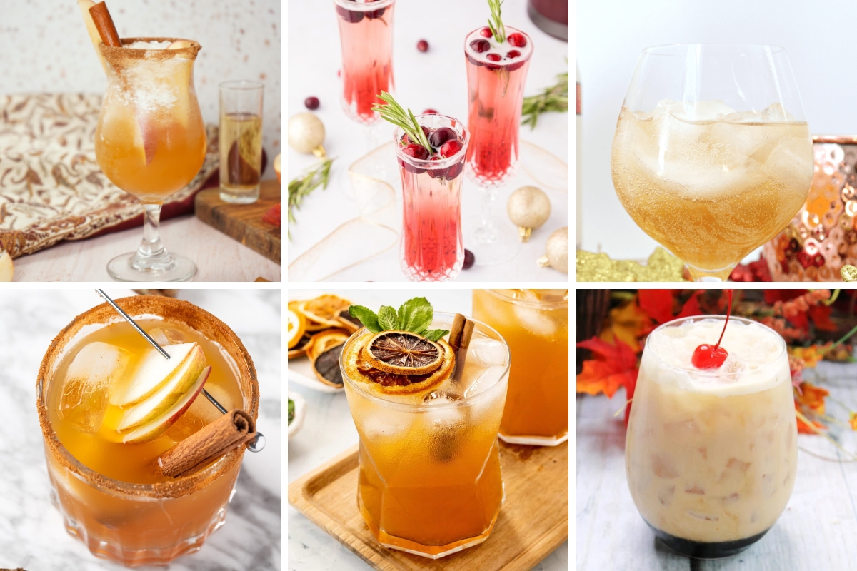 collage of images fall cocktail drinks