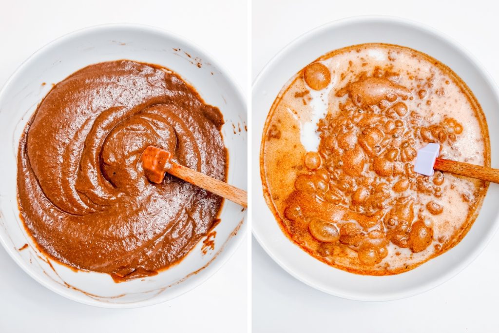 Process image for making Chocolate Peppermint Pudding Shots - preparing pudding filling