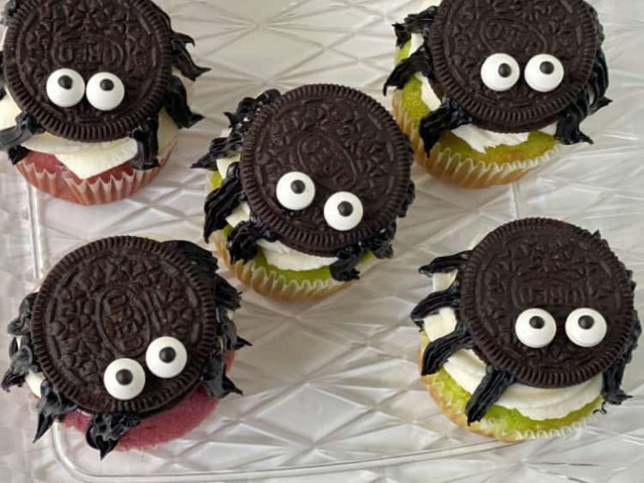 Oreo cookie spider cupcakes