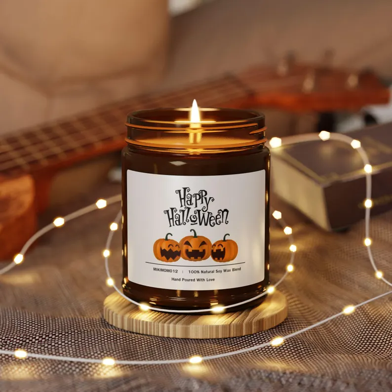 a halloween candle in a jar from Etsy