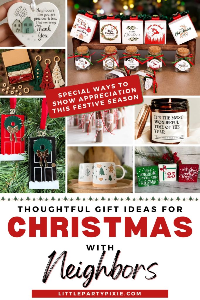 collage of gift ideas for christmas for neighbors