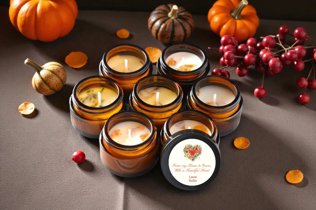 thanksgiving amber candle jars etsy