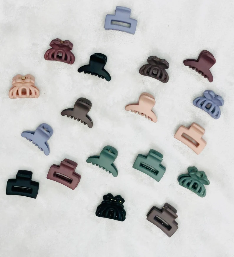 girls mini claw clip in browns and greens etsy