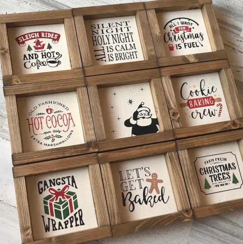 mini wooden farmhouse style christmas signs etsy
