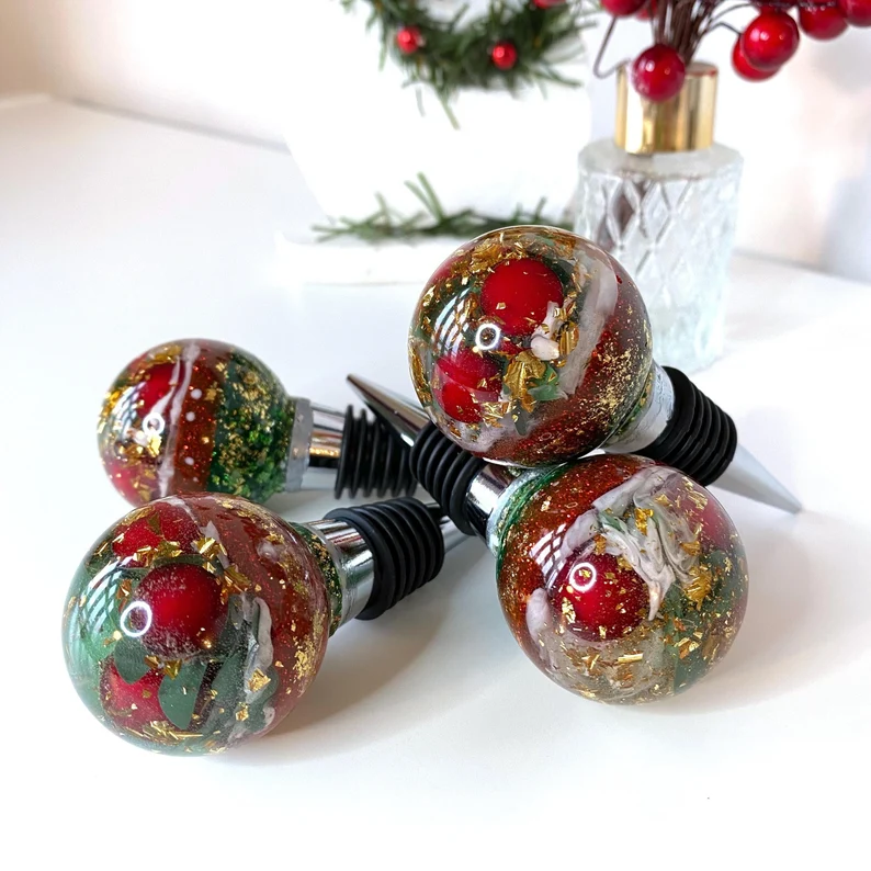 glass bauble christmas wine bittle stoppers
