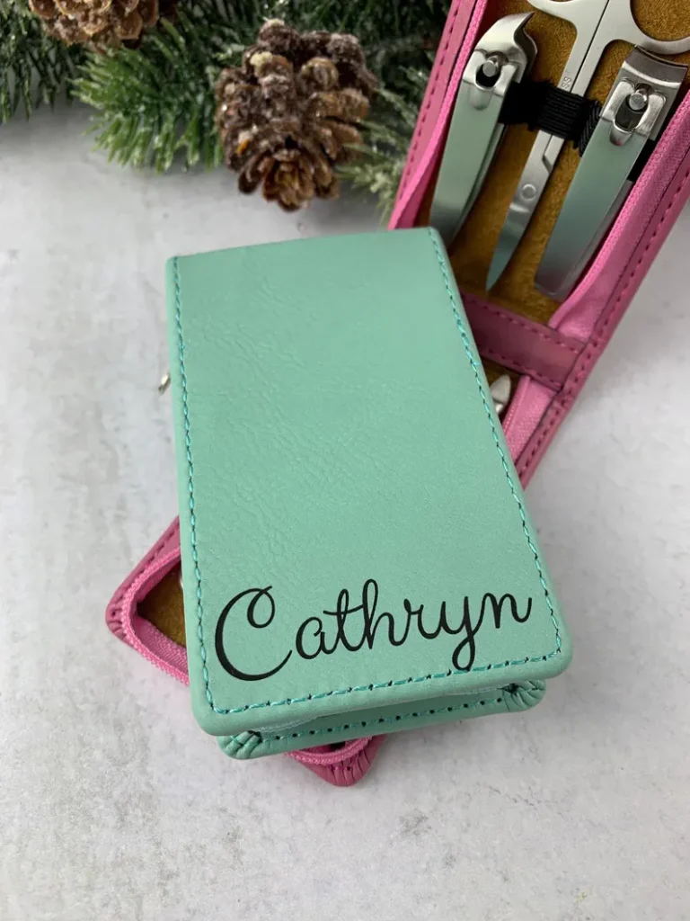 green and pink personalized manicure travel sets gift etsy